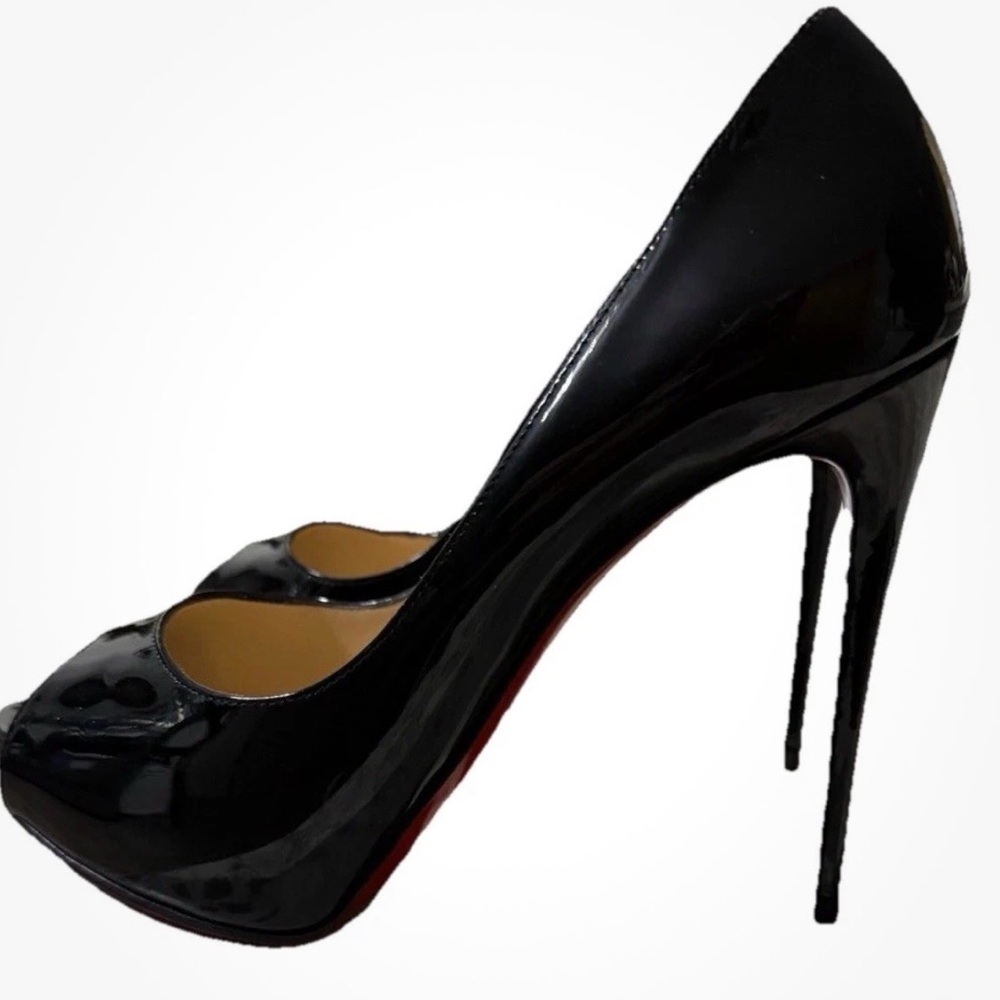 Christian Louboutin Black Peep-Toe Heels